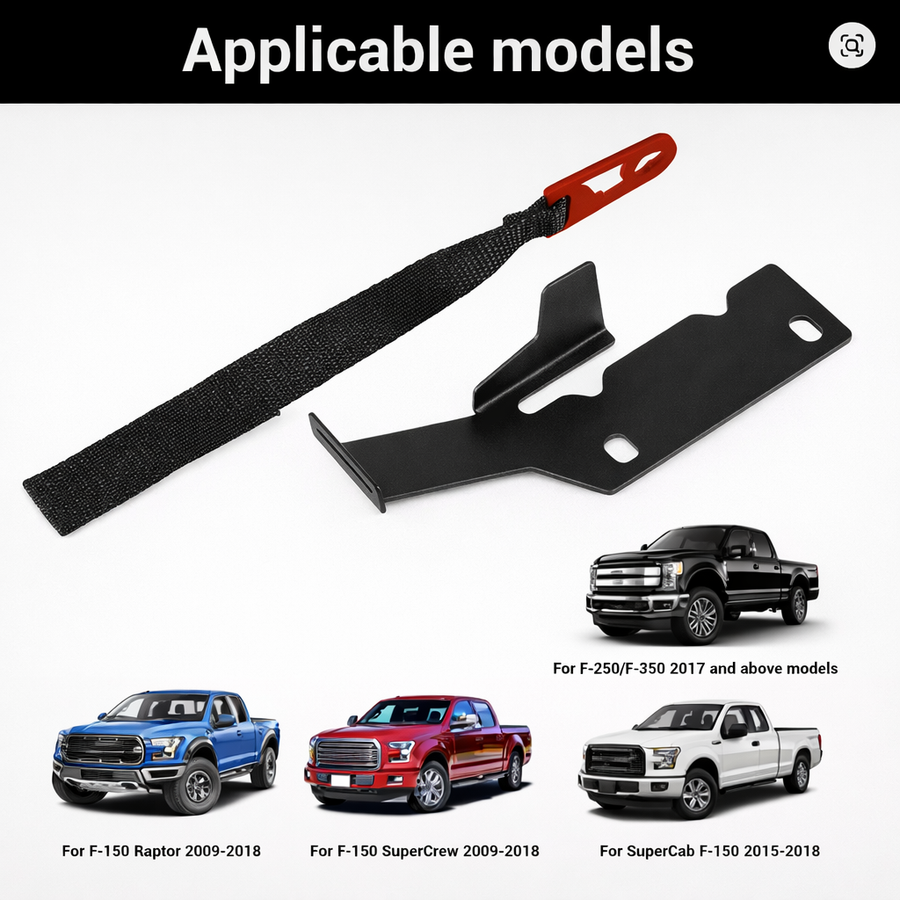 Hands pressing the light strip onto a tailgate, no drilling