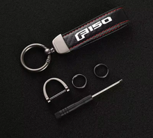 Carbon Fiber Leather Rope Keychain key ring For Ford F150