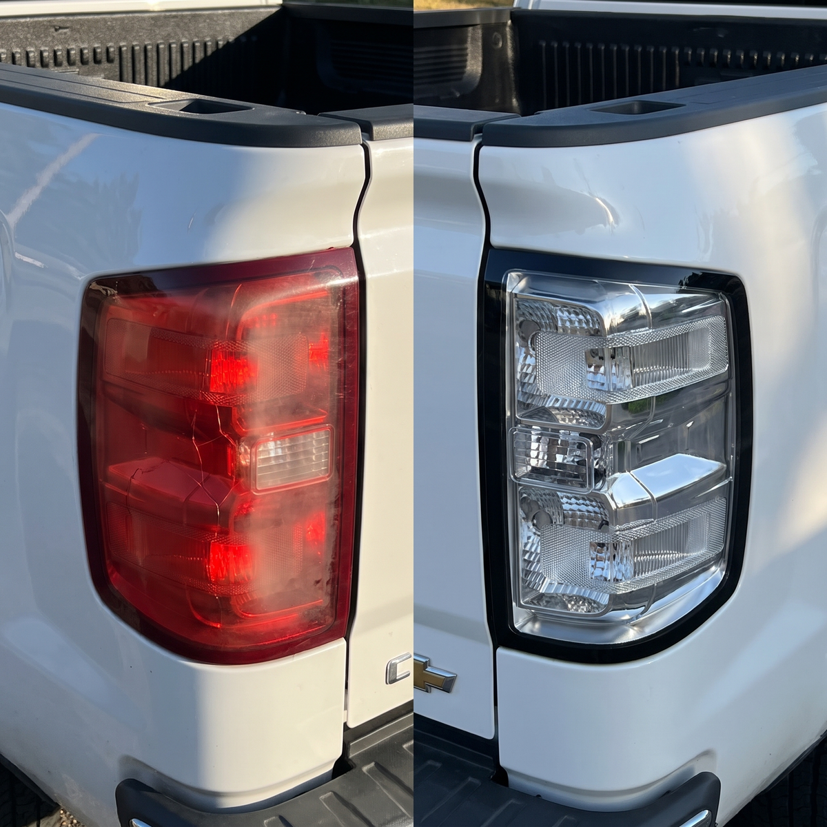 Faded factory tail light vs new clear tail light
