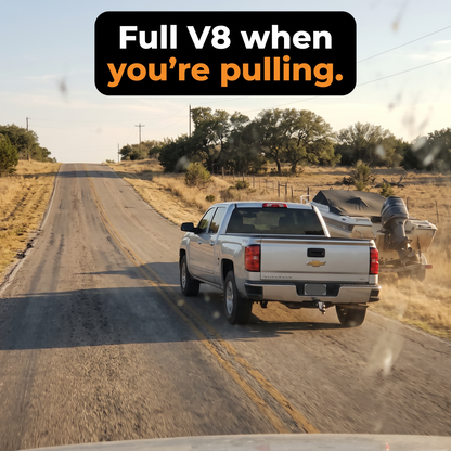Silverado towing a boat with full V8