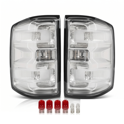 Pair of clear Silverado tail lights with red and clear bulbs included